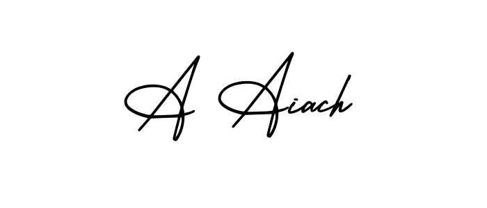 How to make A Aiach name signature. Use AmerikaSignatureDemo-Regular style for creating short signs online. This is the latest handwritten sign. A Aiach signature style 3 images and pictures png