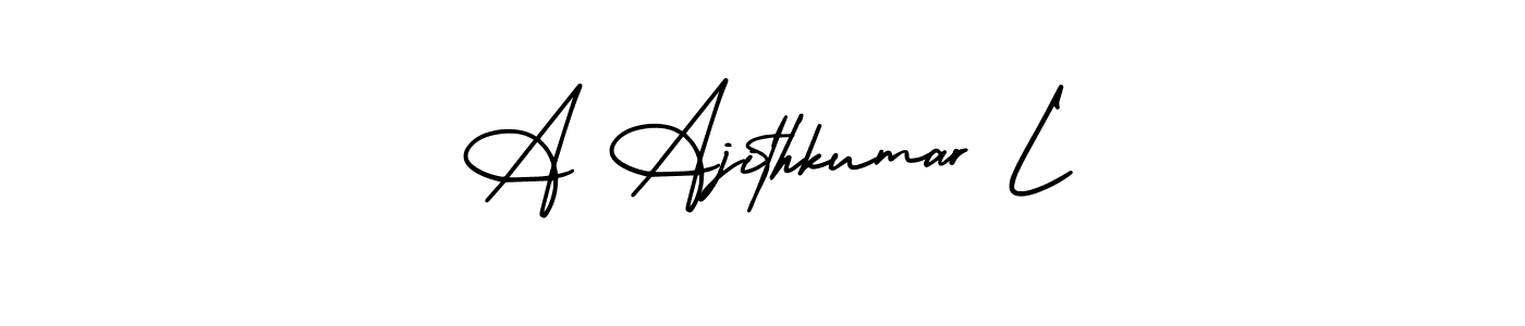 How to make A Ajithkumar L name signature. Use AmerikaSignatureDemo-Regular style for creating short signs online. This is the latest handwritten sign. A Ajithkumar L signature style 3 images and pictures png