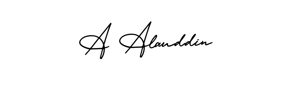 How to make A Alauddin name signature. Use AmerikaSignatureDemo-Regular style for creating short signs online. This is the latest handwritten sign. A Alauddin signature style 3 images and pictures png