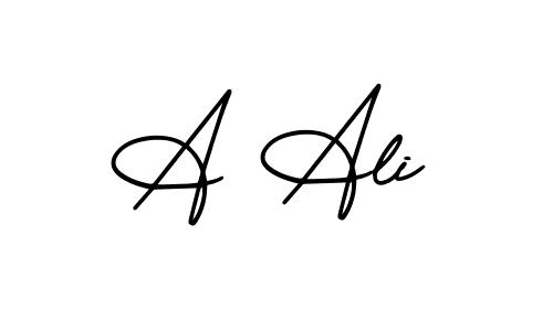 Design your own signature with our free online signature maker. With this signature software, you can create a handwritten (AmerikaSignatureDemo-Regular) signature for name A Ali. A Ali signature style 3 images and pictures png