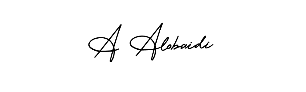 The best way (AmerikaSignatureDemo-Regular) to make a short signature is to pick only two or three words in your name. The name A Alobaidi include a total of six letters. For converting this name. A Alobaidi signature style 3 images and pictures png