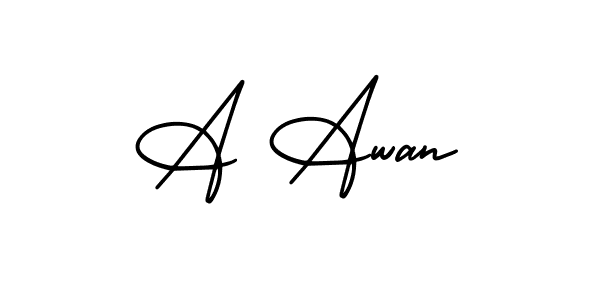 Create a beautiful signature design for name A Awan. With this signature (AmerikaSignatureDemo-Regular) fonts, you can make a handwritten signature for free. A Awan signature style 3 images and pictures png
