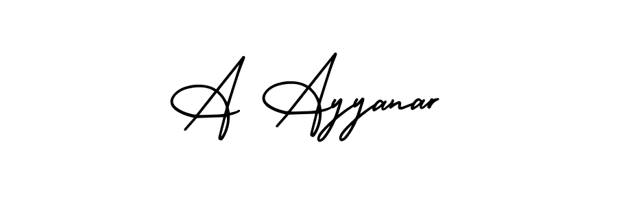 Also You can easily find your signature by using the search form. We will create A Ayyanar name handwritten signature images for you free of cost using AmerikaSignatureDemo-Regular sign style. A Ayyanar signature style 3 images and pictures png