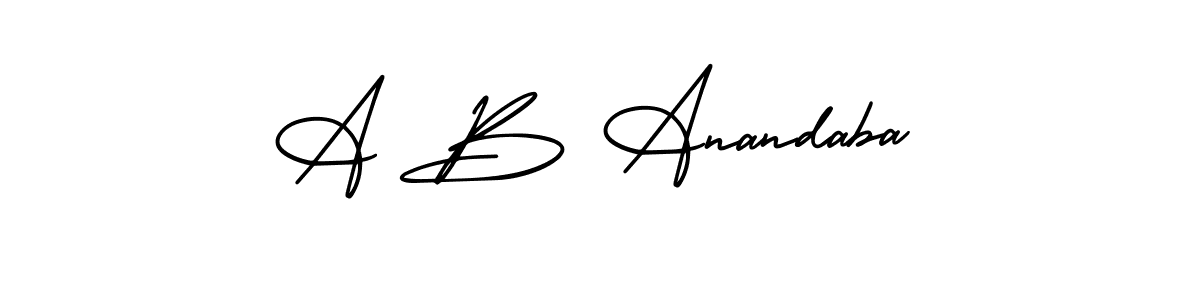 This is the best signature style for the A B Anandaba name. Also you like these signature font (AmerikaSignatureDemo-Regular). Mix name signature. A B Anandaba signature style 3 images and pictures png