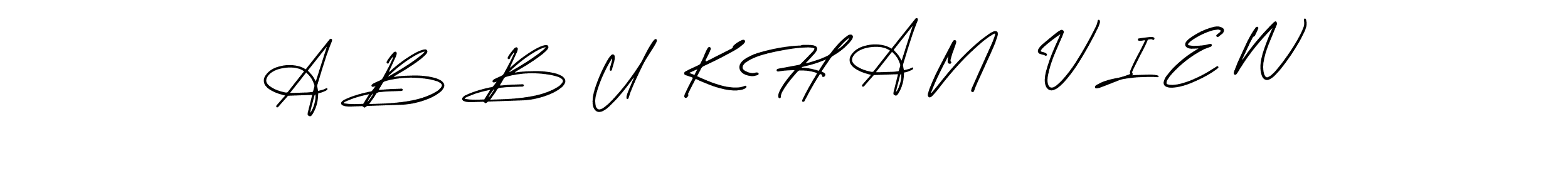 You should practise on your own different ways (AmerikaSignatureDemo-Regular) to write your name (A B B U  K H A N  V I E W) in signature. don't let someone else do it for you. A B B U  K H A N  V I E W signature style 3 images and pictures png