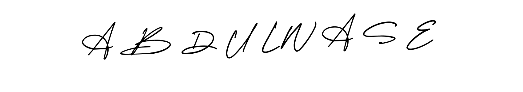 Design your own signature with our free online signature maker. With this signature software, you can create a handwritten (AmerikaSignatureDemo-Regular) signature for name A B D U L W A S E. A B D U L W A S E signature style 3 images and pictures png