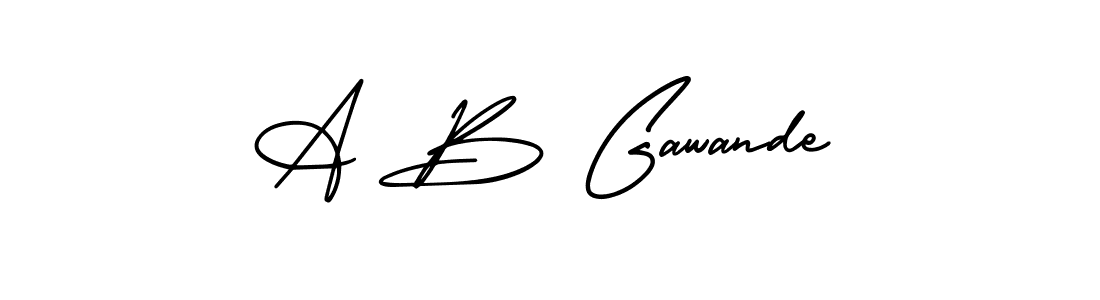 How to make A B Gawande name signature. Use AmerikaSignatureDemo-Regular style for creating short signs online. This is the latest handwritten sign. A B Gawande signature style 3 images and pictures png