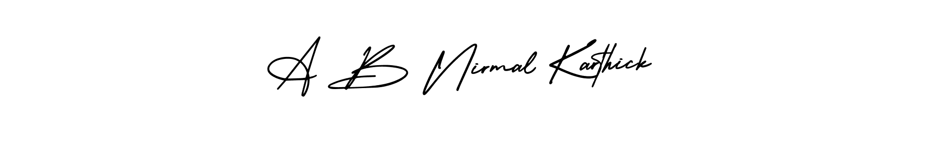 How to Draw A B Nirmal Karthick signature style? AmerikaSignatureDemo-Regular is a latest design signature styles for name A B Nirmal Karthick. A B Nirmal Karthick signature style 3 images and pictures png