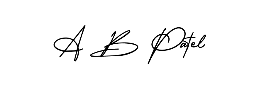 You should practise on your own different ways (AmerikaSignatureDemo-Regular) to write your name (A B Patel) in signature. don't let someone else do it for you. A B Patel signature style 3 images and pictures png
