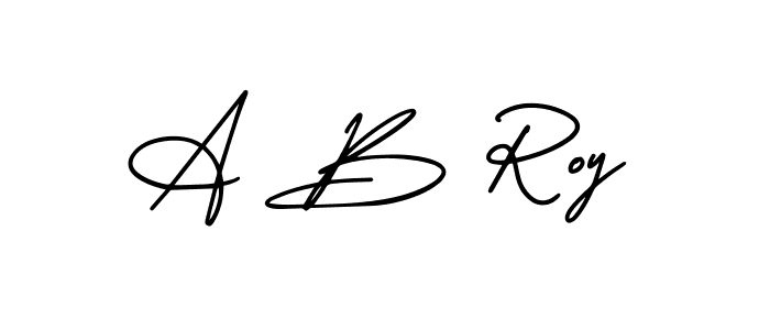 How to make A B Roy name signature. Use AmerikaSignatureDemo-Regular style for creating short signs online. This is the latest handwritten sign. A B Roy signature style 3 images and pictures png