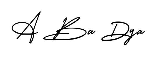 Personalize your online presence with A Ba Dya signature rendered in elegant AmerikaSignatureDemo-Regular font. Great for website footers and blogs. A Ba Dya signature style 3 images and pictures png