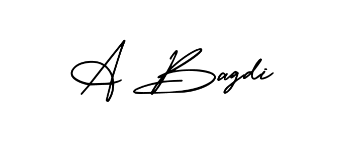 The best way (AmerikaSignatureDemo-Regular) to make a short signature is to pick only two or three words in your name. The name A Bagdi include a total of six letters. For converting this name. A Bagdi signature style 3 images and pictures png