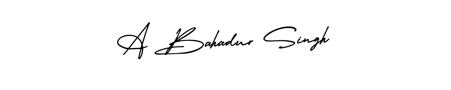 The best way (AmerikaSignatureDemo-Regular) to make a short signature is to pick only two or three words in your name. The name A Bahadur Singh include a total of six letters. For converting this name. A Bahadur Singh signature style 3 images and pictures png