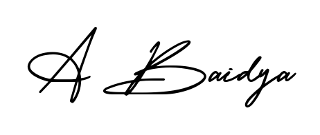 A dynamic signature style for A Baidya using AmerikaSignatureDemo-Regular script. Designed to look authentic, handwritten, and professional. A Baidya signature style 3 images and pictures png