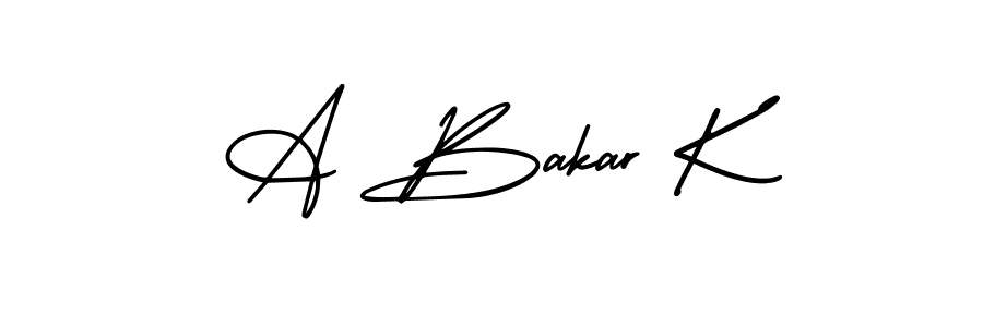 A Bakar K stylish signature style. Best Handwritten Sign (AmerikaSignatureDemo-Regular) for my name. Handwritten Signature Collection Ideas for my name A Bakar K. A Bakar K signature style 3 images and pictures png