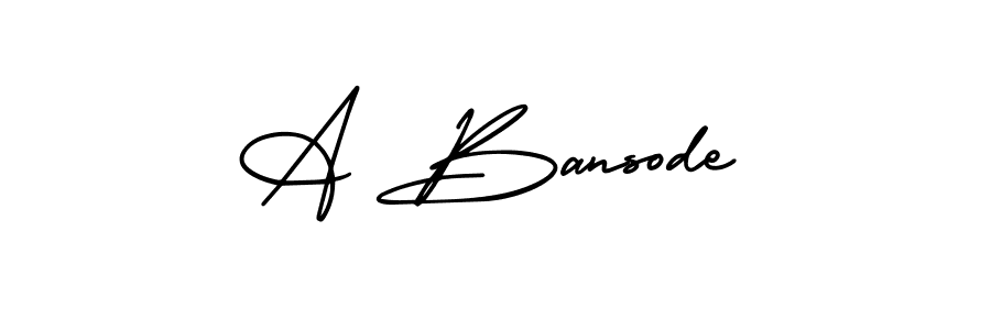 The best way (AmerikaSignatureDemo-Regular) to make a short signature is to pick only two or three words in your name. The name A Bansode include a total of six letters. For converting this name. A Bansode signature style 3 images and pictures png