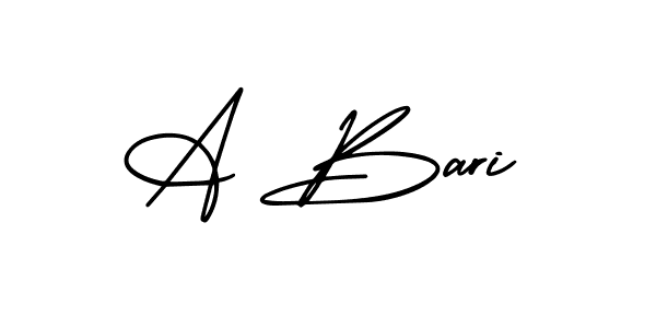 Create a beautiful signature design for name A Bari. With this signature (AmerikaSignatureDemo-Regular) fonts, you can make a handwritten signature for free. A Bari signature style 3 images and pictures png