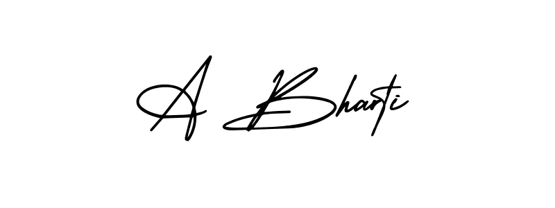 The best way (AmerikaSignatureDemo-Regular) to make a short signature is to pick only two or three words in your name. The name A Bharti include a total of six letters. For converting this name. A Bharti signature style 3 images and pictures png