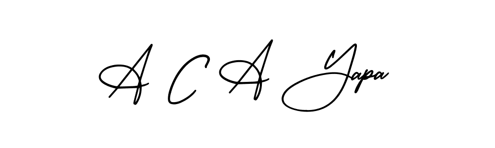 if you are searching for the best signature style for your name A C A Yapa. so please give up your signature search. here we have designed multiple signature styles  using AmerikaSignatureDemo-Regular. A C A Yapa signature style 3 images and pictures png