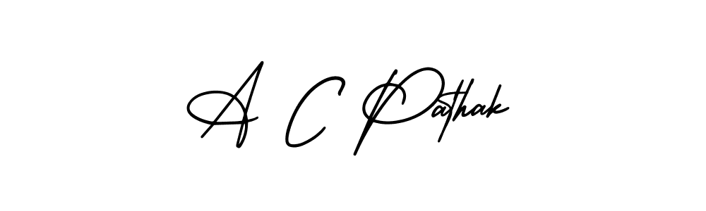 How to make A C Pathak name signature. Use AmerikaSignatureDemo-Regular style for creating short signs online. This is the latest handwritten sign. A C Pathak signature style 3 images and pictures png