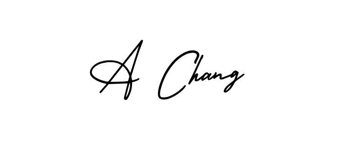 The best way (AmerikaSignatureDemo-Regular) to make a short signature is to pick only two or three words in your name. The name A Chang include a total of six letters. For converting this name. A Chang signature style 3 images and pictures png