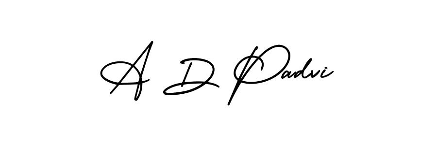 You should practise on your own different ways (AmerikaSignatureDemo-Regular) to write your name (A D Padvi) in signature. don't let someone else do it for you. A D Padvi signature style 3 images and pictures png