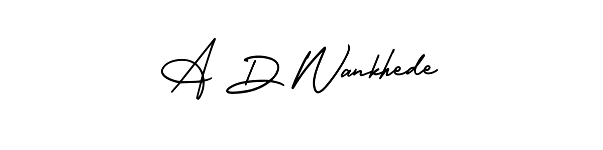 You should practise on your own different ways (AmerikaSignatureDemo-Regular) to write your name (A D Wankhede) in signature. don't let someone else do it for you. A D Wankhede signature style 3 images and pictures png