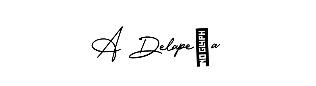 You should practise on your own different ways (AmerikaSignatureDemo-Regular) to write your name (A Delapeña) in signature. don't let someone else do it for you. A Delapeña signature style 3 images and pictures png