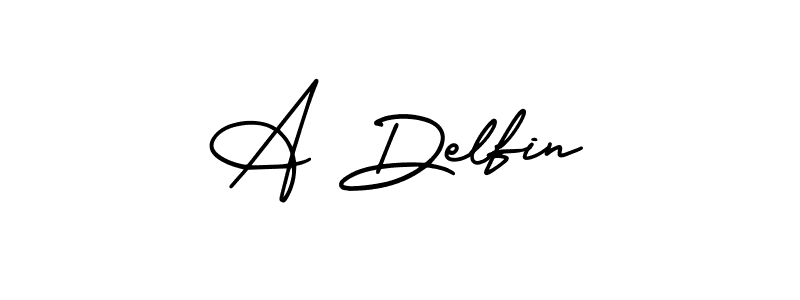 How to make A Delfin name signature. Use AmerikaSignatureDemo-Regular style for creating short signs online. This is the latest handwritten sign. A Delfin signature style 3 images and pictures png