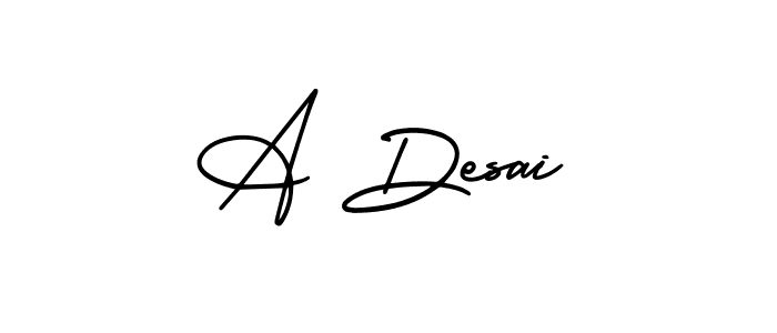 Make a beautiful signature design for name A Desai. With this signature (AmerikaSignatureDemo-Regular) style, you can create a handwritten signature for free. A Desai signature style 3 images and pictures png