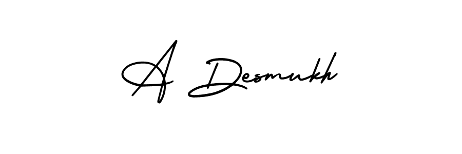 You should practise on your own different ways (AmerikaSignatureDemo-Regular) to write your name (A Desmukh) in signature. don't let someone else do it for you. A Desmukh signature style 3 images and pictures png
