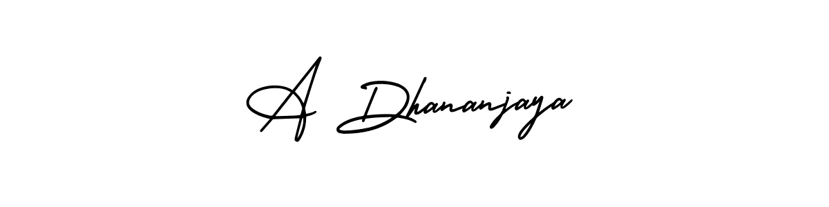 Make a beautiful signature design for name A Dhananjaya. With this signature (AmerikaSignatureDemo-Regular) style, you can create a handwritten signature for free. A Dhananjaya signature style 3 images and pictures png