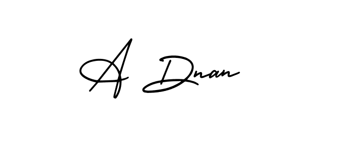 Similarly AmerikaSignatureDemo-Regular is the best handwritten signature design. Signature creator online .You can use it as an online autograph creator for name A Dnan . A Dnan  signature style 3 images and pictures png