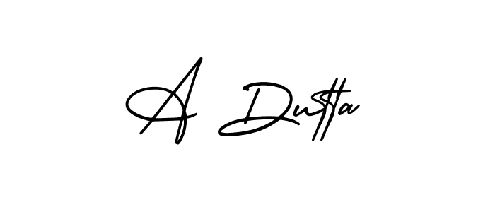 The best way (AmerikaSignatureDemo-Regular) to make a short signature is to pick only two or three words in your name. The name A Dutta include a total of six letters. For converting this name. A Dutta signature style 3 images and pictures png