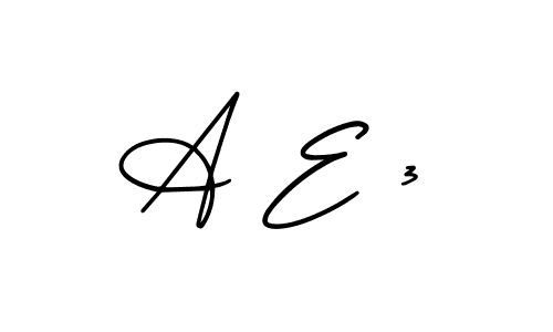 How to make A E 3 name signature. Use AmerikaSignatureDemo-Regular style for creating short signs online. This is the latest handwritten sign. A E 3 signature style 3 images and pictures png