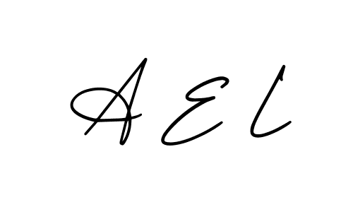 You should practise on your own different ways (AmerikaSignatureDemo-Regular) to write your name (A E L) in signature. don't let someone else do it for you. A E L signature style 3 images and pictures png