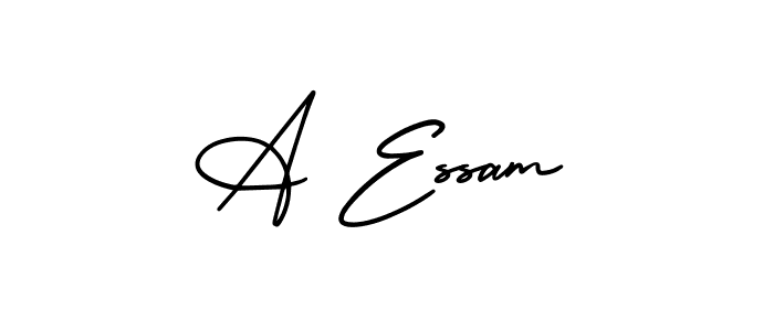 This is the best signature style for the A Essam name. Also you like these signature font (AmerikaSignatureDemo-Regular). Mix name signature. A Essam signature style 3 images and pictures png