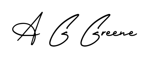 Designed for modern professionals: A G Greene name signature crafted with AmerikaSignatureDemo-Regular script. Ready for digital PDF workflows. A G Greene signature style 3 images and pictures png