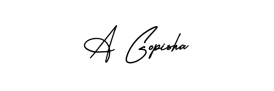 Design your own signature with our free online signature maker. With this signature software, you can create a handwritten (AmerikaSignatureDemo-Regular) signature for name A Gopisha. A Gopisha signature style 3 images and pictures png