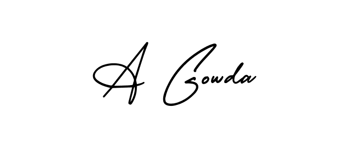 How to make A Gowda name signature. Use AmerikaSignatureDemo-Regular style for creating short signs online. This is the latest handwritten sign. A Gowda signature style 3 images and pictures png