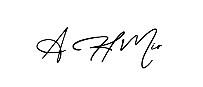 How to make A H Mir name signature. Use AmerikaSignatureDemo-Regular style for creating short signs online. This is the latest handwritten sign. A H Mir signature style 3 images and pictures png