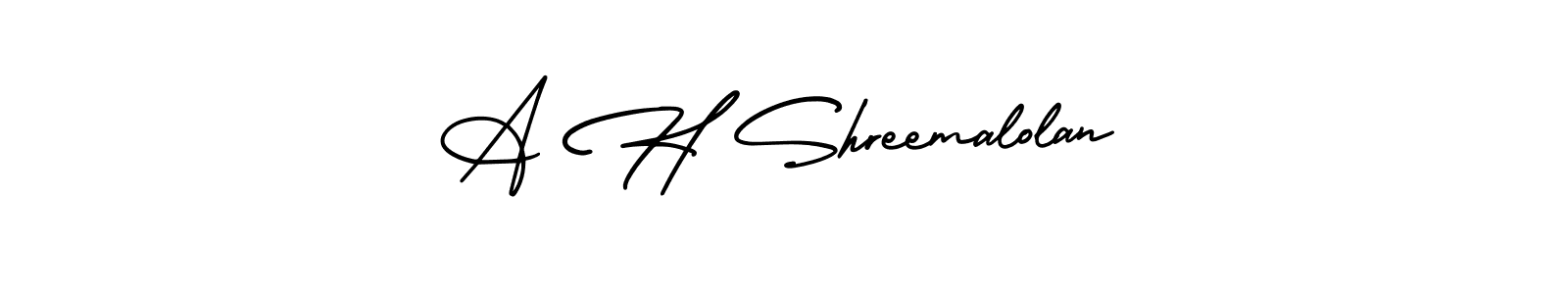 Make a beautiful signature design for name A H Shreemalolan. With this signature (AmerikaSignatureDemo-Regular) style, you can create a handwritten signature for free. A H Shreemalolan signature style 3 images and pictures png