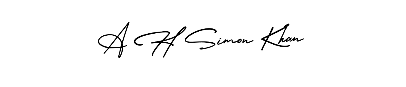 Also You can easily find your signature by using the search form. We will create A H Simon Khan name handwritten signature images for you free of cost using AmerikaSignatureDemo-Regular sign style. A H Simon Khan signature style 3 images and pictures png