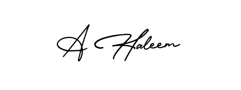 How to make A Haleem name signature. Use AmerikaSignatureDemo-Regular style for creating short signs online. This is the latest handwritten sign. A Haleem signature style 3 images and pictures png