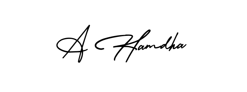 This is the best signature style for the A Hamdha name. Also you like these signature font (AmerikaSignatureDemo-Regular). Mix name signature. A Hamdha signature style 3 images and pictures png