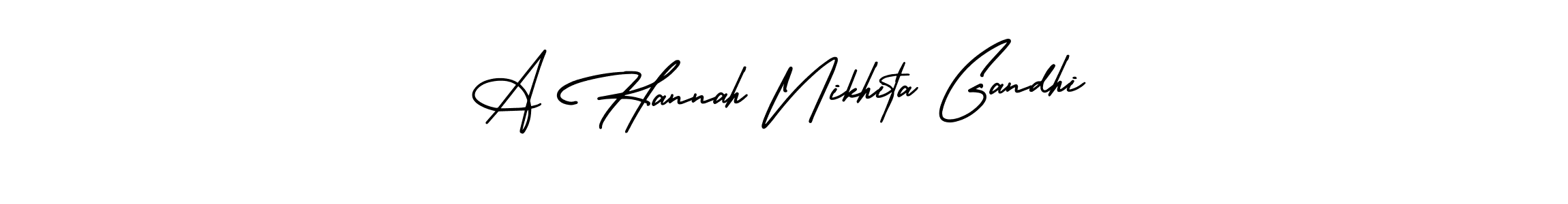 AmerikaSignatureDemo-Regular is a professional signature style that is perfect for those who want to add a touch of class to their signature. It is also a great choice for those who want to make their signature more unique. Get A Hannah Nikhita Gandhi name to fancy signature for free. A Hannah Nikhita Gandhi signature style 3 images and pictures png