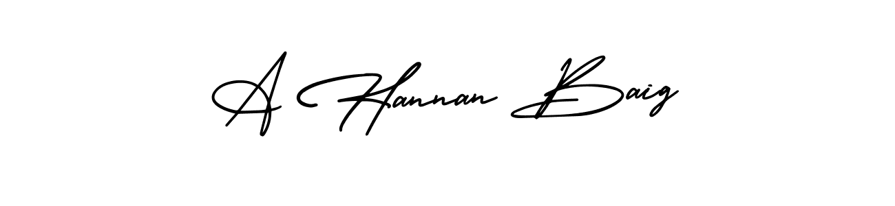 A Hannan Baig stylish signature style. Best Handwritten Sign (AmerikaSignatureDemo-Regular) for my name. Handwritten Signature Collection Ideas for my name A Hannan Baig. A Hannan Baig signature style 3 images and pictures png