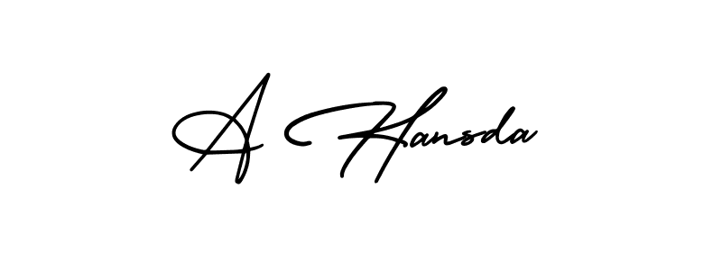 You should practise on your own different ways (AmerikaSignatureDemo-Regular) to write your name (A Hansda) in signature. don't let someone else do it for you. A Hansda signature style 3 images and pictures png