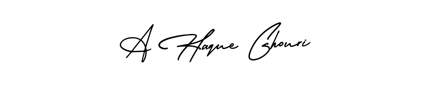 How to make A Haque Ghouri name signature. Use AmerikaSignatureDemo-Regular style for creating short signs online. This is the latest handwritten sign. A Haque Ghouri signature style 3 images and pictures png