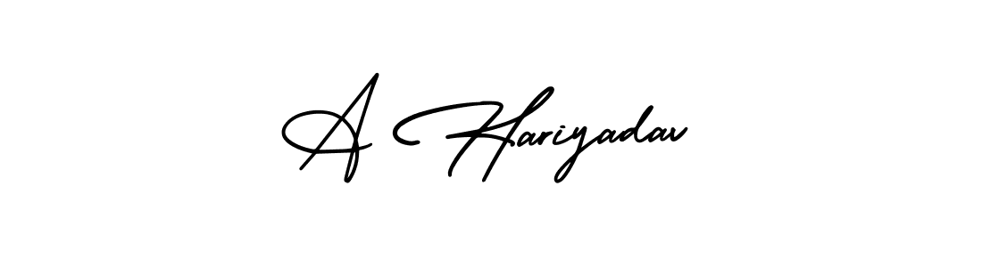 The best way (AmerikaSignatureDemo-Regular) to make a short signature is to pick only two or three words in your name. The name A Hariyadav include a total of six letters. For converting this name. A Hariyadav signature style 3 images and pictures png